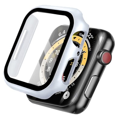 Screen protector - Geschikt voor Apple Watch 7 / 8 / 9 - 45 mm - Full Cover Hard Case / Beschermend Hoesje - Zilver