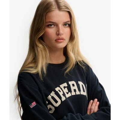 Superdry Athletic Essentials Wijdvallend Sweatshirt Blauw Grootte: 38