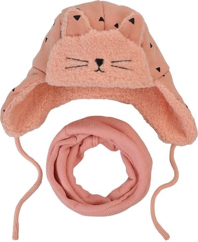 Melady Set Wintersjaal Wintermuts Kind Roze Synthetisch