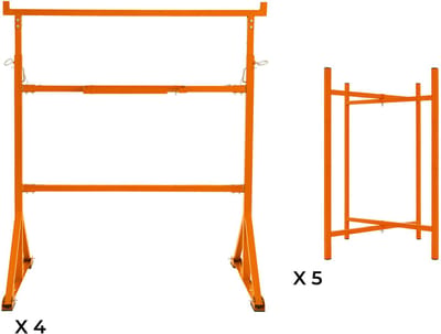 Metsersschraag x 4 & mortelstandaard x 5 - 700 mm - oranje - staal