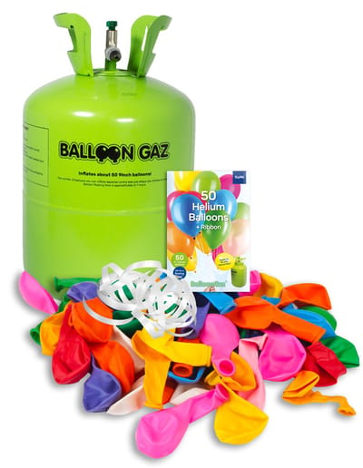 Helium Cilinder BalloonGaz met 50 Meerkleurige Ballonnen en Lint