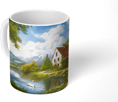 Mok - Koffiemok - Zwaan - Bomen - Rust - Mokken - 350 ML - Beker - Koffiemokken - Theemok