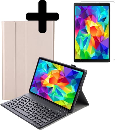 Hoesje - Geschikt voor Samsung Galaxy Tab A 10.1 (2019) - Met Screenprotector - Toetsenbord Case - Keyboard Book Cover - Hoes - Goud