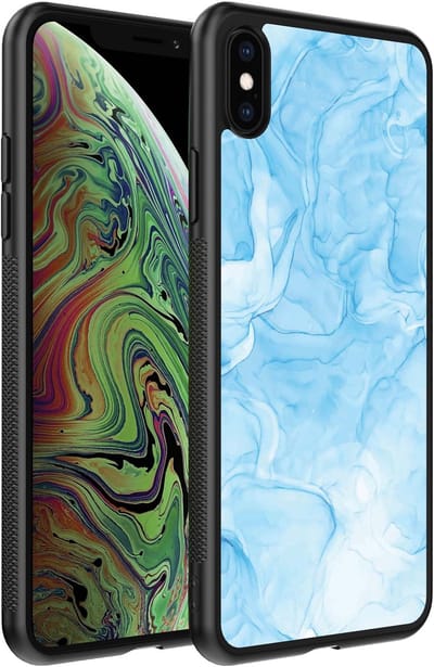 Smartphonica Telefoonhoesje voor iPhone X/Xs met marmer opdruk - TPU backcover case marble design - Lichtblauw geschikt voor Apple iPhone X/10;Apple iPhone Xs
