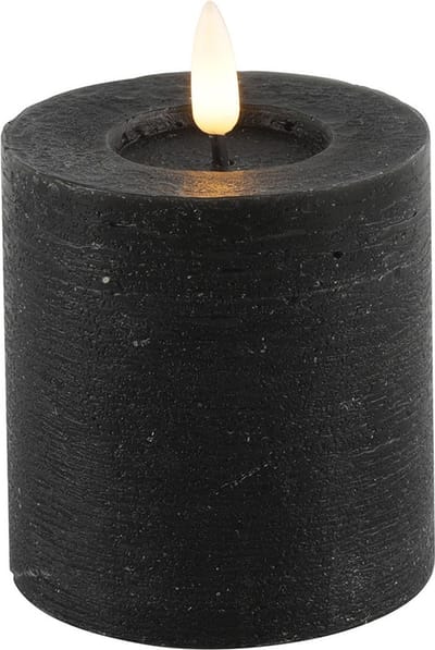 Countryfield Lyon LED kaars/stompkaars - zwart - D7,5 x H8 cm - timer
