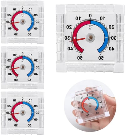 Raam Thermometers - Temperatuurmeters - Temperatuur Meten - Zelfklevend Set - 4 Stuks - Transparant