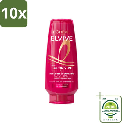10 x L'Oréal Elvive Color Vive Conditioner 200 ml - Grootverpakking - Kleur Behouden - Gespleten Haarpunten - Haar Bescherming - UV Bescherming - Gekleurd Haar Verzorging