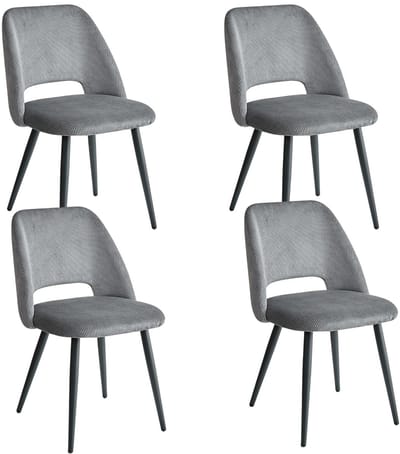 Stervia Eetkamerstoelen - Eetkamerstoelen set van 4 - Stoelen - Ergonomisch - Corduroy Stof - Zachte zitting - Donkergrijs