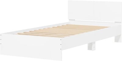 Bedframe met hoofdbord - Eenpersoonsbed - Goede nachtrust - Stevige lattenbodem - 100x200 cm - Wit