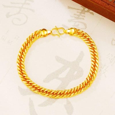 Bracelet classique en or 24 carats pour femme, bracelet à chaîne plaqué or vintage, bracelet pour homme, bijoux tendance beige
