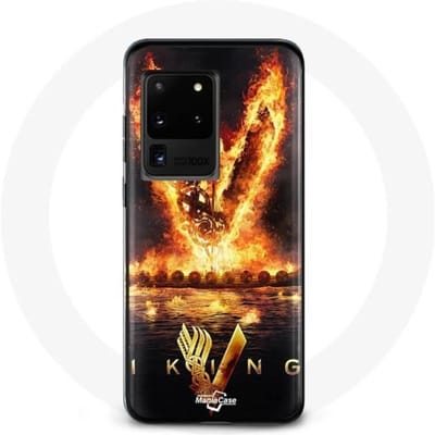Coque - Vikings - Samsung Galaxy S20 Ultra - Logo V Epée de Feu - Noir - Protection Rigide noir