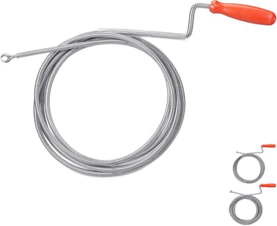 ontstoppingsveer met klauw - rioolveer - wc - 6 mm x 3 m - zilver