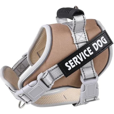 Harnas voor Hulphond met Gepersonaliseerd ID-label Verstelbaar Hondenharnas Hondentrui Riem voor Grote Honden Buitenhonden Trainingsaccessoires About 23-30kg  dogs kaki