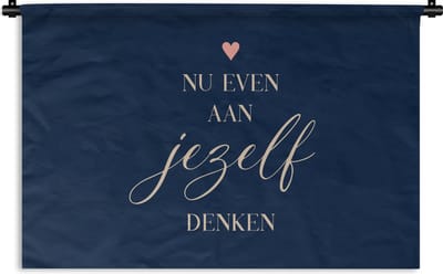Wandkleed - Wanddoek - Beterschap - Quote - Hartje - Denken - 180x120 cm - Wandtapijt