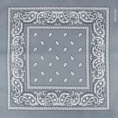 Haarsoires Haarband Bandana Zakdoek 55cm – Paisley Print – Grijs - Multifunctioneel Accessoire voor Haar, Festivals en Mode - One Size & Unisex