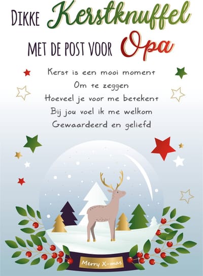 Kaart - Kerst - Intense - Dikke kerstknuffel voor opa - KIR01-B