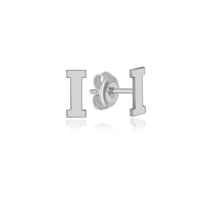 Letter I Initial Oorknoppen (zilvergehalte 925 Sterling) Oorknoppen Zilver Oorbel Trendy Minimalistisch Combi Bedel