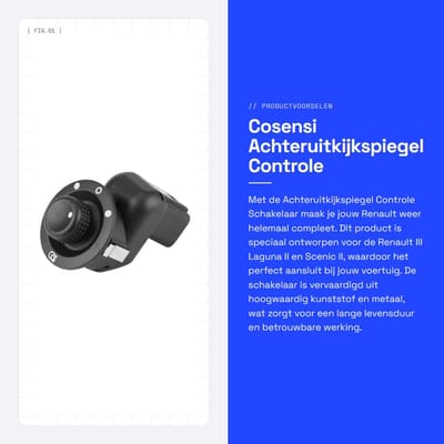 Dailygoods - Achteruitkijkspiegel Controle Schakelaar - Vervangbaar - Zwart - Hoogwaardige kwaliteit - Geschikt voor Renault modellen - Duurzaam kunst...