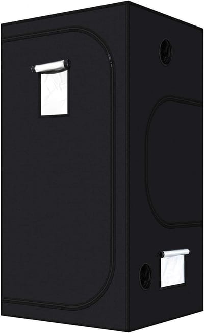Famanu – Kweektent voor binnen - 60 x 60 x 140 cm - lichtdichte en waterbestendige tent van 600D Oxford met Mylar binnenzijde - geschikt voor zaailingen en plantengroei binnenshuis