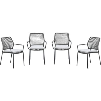 Garden Impressions Swifty tuinstoelen set van 4 – carbon black / rope grey
