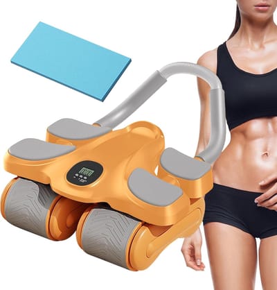 Buikspierroller - Fitnesswiel Trainingsapparaat - Kernspier Versterken - Met Timer Elleboogsteun - 36x22x14cm - Oranje