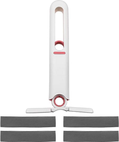 Dailygoods- Handmop Mini - 4 Vervangende Mopkoppen - Geschikt voor Glad Oppervlak - Bureaus/Keuken/Badkamer - Opvouwbare Lengte 248 mm - Dweil