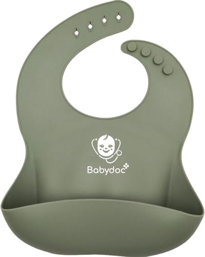 Babydoc - EasyBib - siliconen slab met knoei bakje - Premium Baby Slab - BPA-vrij - Stevig siliconen met opvangbakje dat open blijft staan - Voor een zorgeloze maaltijd