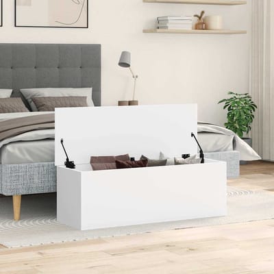 vidaXL - Opbergbox - 102x35x35 - cm - bewerkt - hout - wit