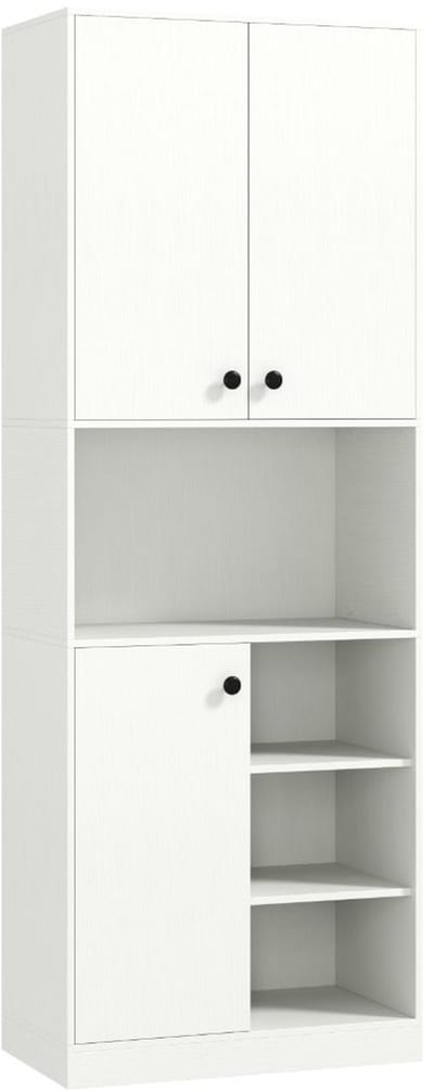 Magnetronkast - Keukenkast - Keukenrek Staand - Ovenkast - 60 x 33 x 166 cm - Organizers - Dubbele Draagplank - Aanrecht Organiser - Wit