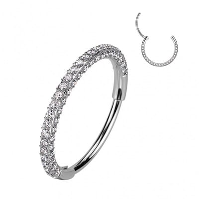 Piercing titanium ringetje rondom steentjes 0.8x10 - zilver - LMPiercings