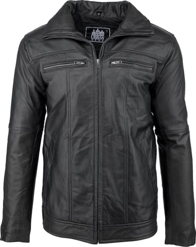 Urban 5884® - Calvin - Heren - Lams Leren Jack - Casual Jas - Zwart - Maat S