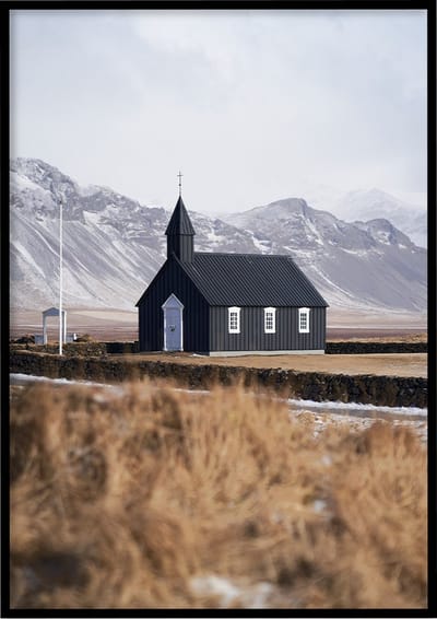 Poster Budakirkja IJsland - Natuur poster - 30x40 cm - Exclusief lijst - WALLLL