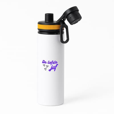 Hacebo® - de liefste juf waterfles met draaidop oranje - Juf - voor de liefste juf - juf - verjaardagscadeau - verjaardag - cadeau - afscheidscadeau - geschenk - leuke cadeau - kado - gift - juffendag - water fles - 850ML