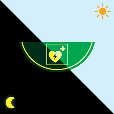 AED vloersticker E010 - 750 x 300 mm Lichtgevende zelfklevende folie