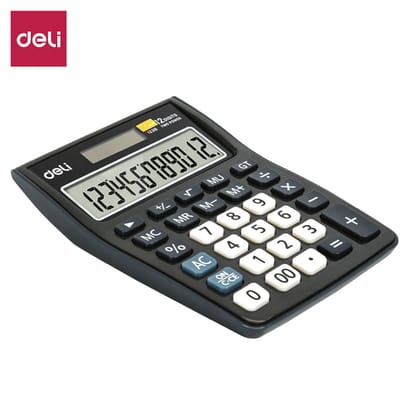 Rekenmachine Deli desktop zwart - 12 digits
