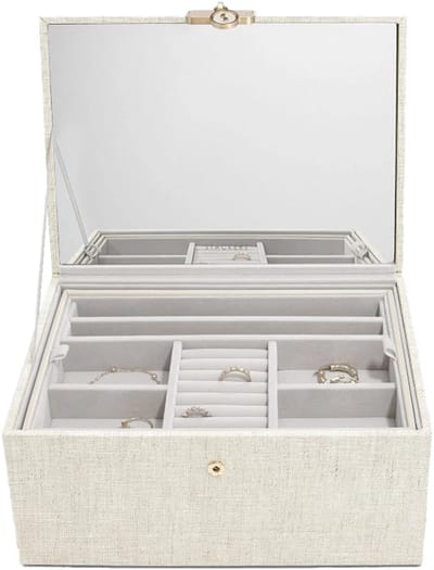 Stackers Sieradenbox - Havermout kleur - Met spiegel en uitneembare inzet