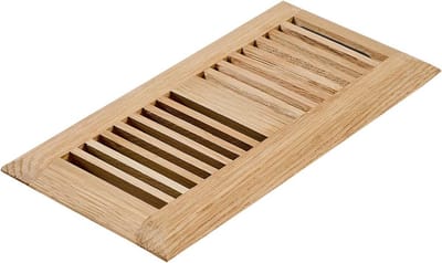 Ventilatierooster voor Vloeren - Wit Eiken, Drop-in Design, Demper, 10 x 25 cm, 3/4 inch Dikte