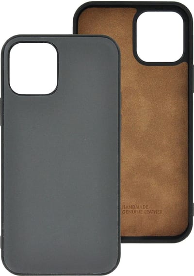 iPhone 12 Pro Max Hoesje - iPhone 12 Pro Max hoesje Echt leer Back Cover Case Grijs
