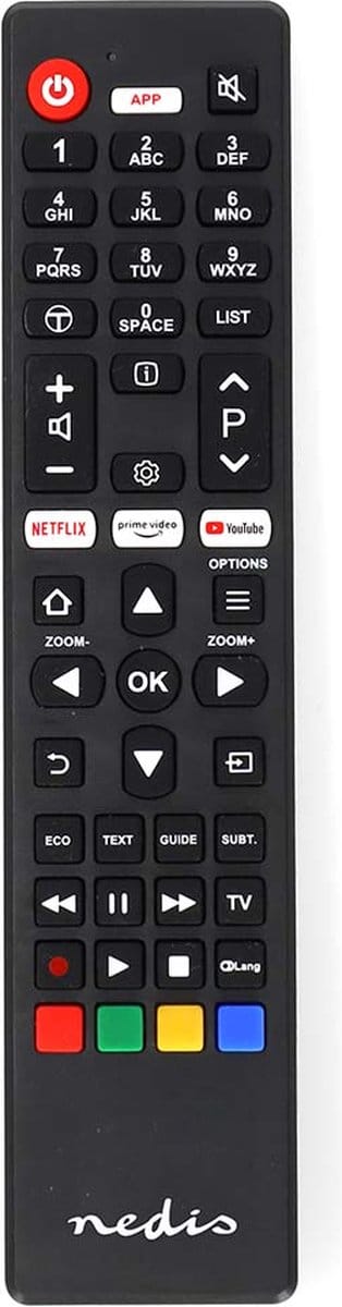 Nedis Vervangende Afstandsbediening - Geschikt voor: TCL/Thomson - Voorgeprogrammeerd - 1 Apparaat - Amazon Prime / Netflix Knop / Youtube Knop - Infrarood - Zwart