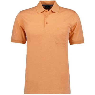 Ragman Softknit Poloshirt Breast Pocket Pima Cotton Mix Apricot Orange / male