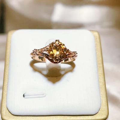 Gepersonaliseerde Sieraden Europees en Amerikaans Populair Roségoud Geometrische Zirkonia Ring No. 10 brown
