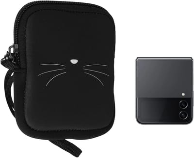 kwmobile Telefoontas voor opvouwbare smartphones XXS - 3 / 3,5" Hoes – Neopreen tas – Telefoontasje met 10 x 8 x 2 cm – Kat Miauw design