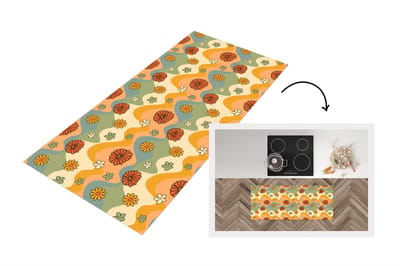 Keukenloper 120x50 cm - Keukenmat vinyl Patronen - Bloemen - Vintage - Keukenmatten loper - Keuken vloerkleed tapijt