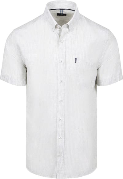 State of Art Short Sleeve Shirt Faux Stripe Jade - Maat L - Heren - Overhemden Casual