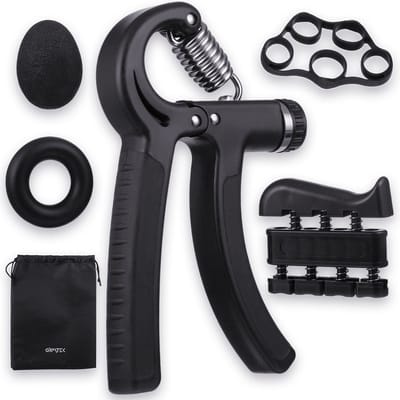 Gymtek® 5-Delige Handtrainer Set - Verstelbare Handtrainer - Handknijper - Grip Trainer - Onderarm Trainer - Stressbal