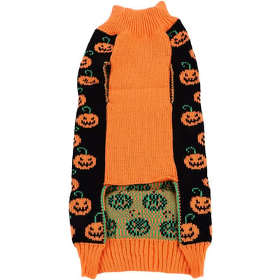 Halloween Hondentrui Leuke Pompoenpatroon Hond Pompoen Rolkraag Hond Gebreide Kleding voor Kleine Honden Puppy orange