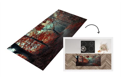 Keukenloper - Loper keuken - Bospad - Bomen - Pad door Bos - Herfst - 120x50 cm - Keukenloper vinyl
