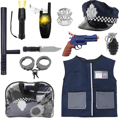 Politie Kostuum Set voor Kinderen met Hoed, Speelgoed Shotgun en Granaat - Ideaal voor Rollenspel en Verkleedpartijen