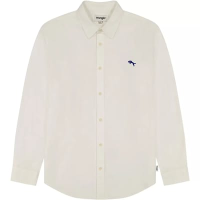 Overhemd Lange Mouw Wrangler 112350485 LS SHIRT-WHITE OXFORD