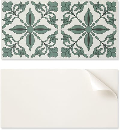 Decoratief vinylpaneel met afbeelding voor keuken of badkamer, 100x50 cm, elegant plantenpatroon.
